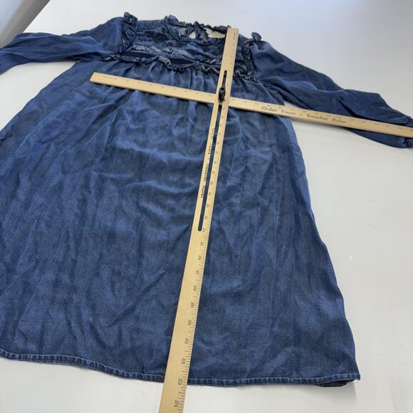 Kate‎ Spade Dress Womens XS Denim Broome Street Embroidered Indigo Boho Ruffle - Picture 9 of 9